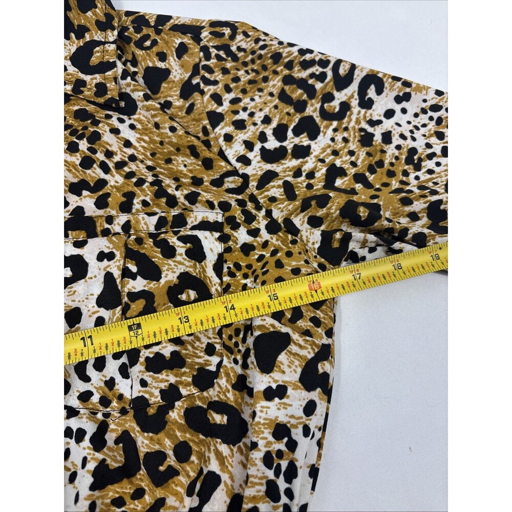 MPH Collection Animal Print Shirt Dress Petite Small Buttons Sash - Picture 7 of 10